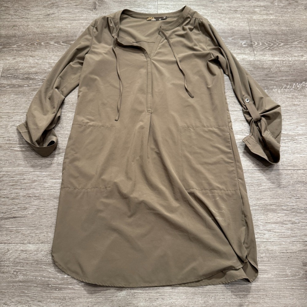 Prana Natassa Dress Womens XS Reen Roll Tab Sleeve Shift Outdoor Stretch Casual
